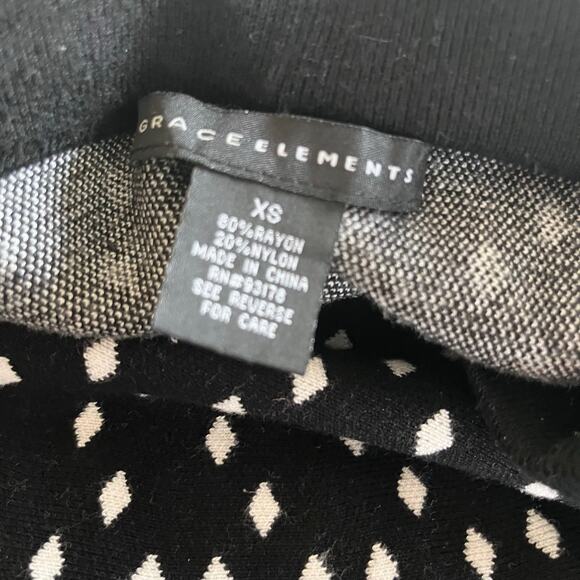 Grace Elements Black White Diamond Print Knit A-Line Flare Skirt Size XS - Picture 4 of 4